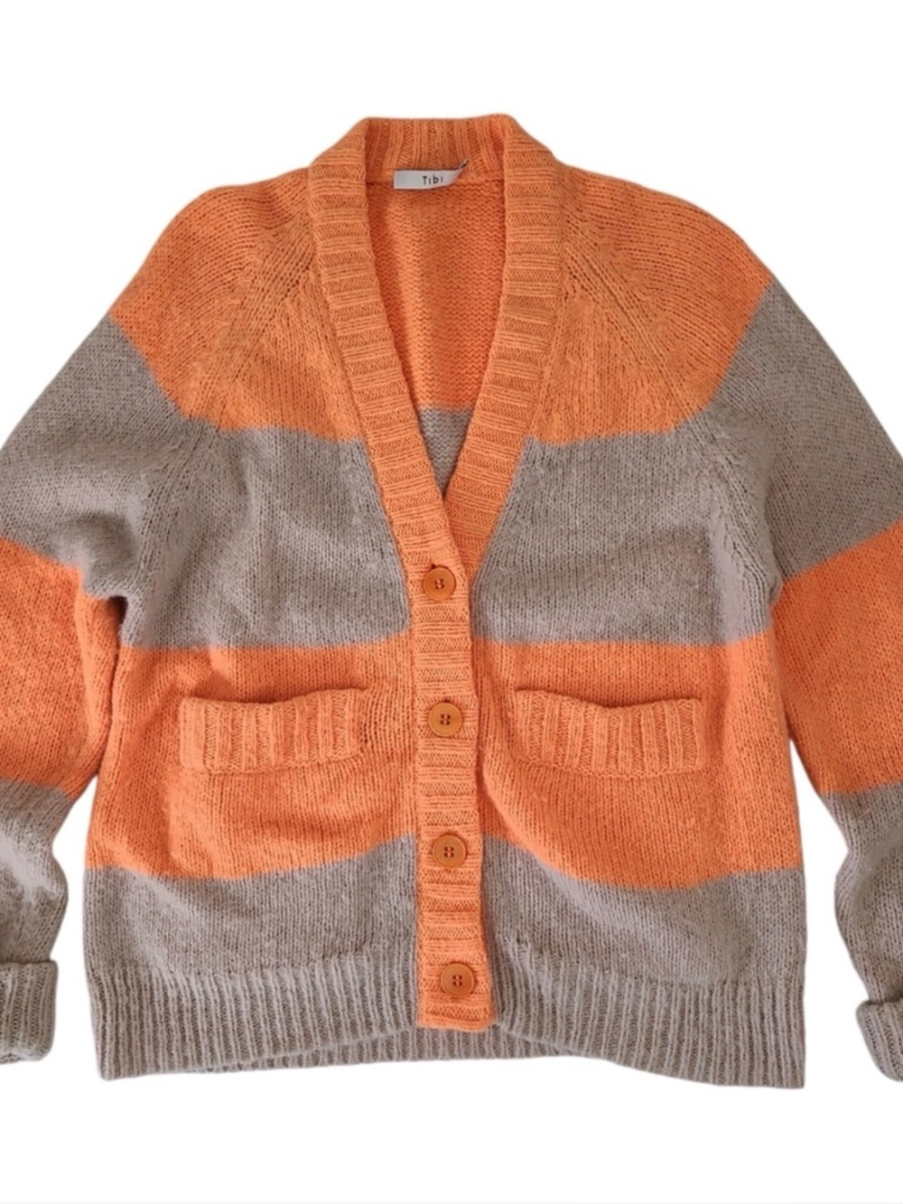 Tibi Cozette Stripe Oversized Alpaca Blend Cardigan M